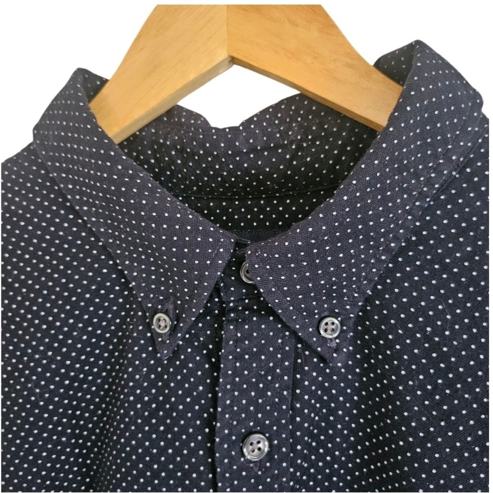 Abercrombie & Fitch Men's Navy Blue White Micro Polka Dot Cotton Shirt, Size XL